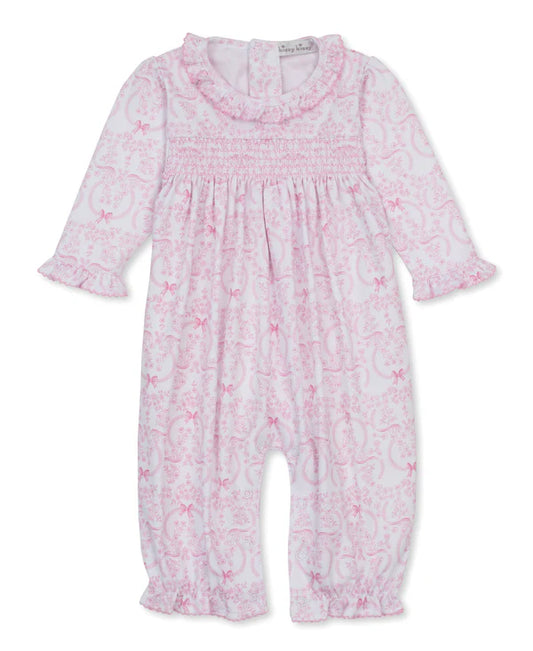 Kissy Kissy Delicate Blooming Bows Pink Smocked Playsuit