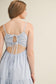 Diagonal Stripe Front Tier Dress In Light Blue