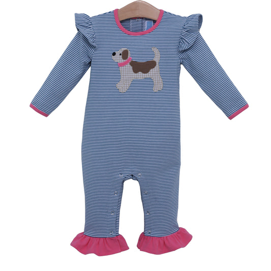 Dog Applique Ruffle Romper