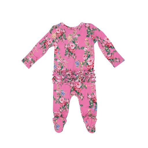 Angel Dear Dream Cottage Floral Ruffle 2 Way Zipper Footie