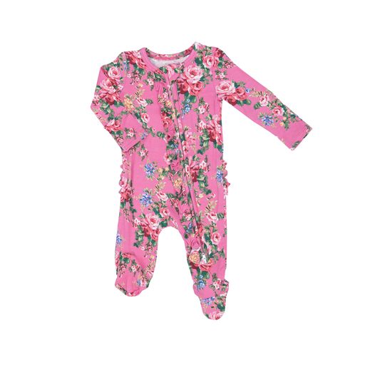 Angel Dear Dream Cottage Floral Ruffle 2 Way Zipper Footie