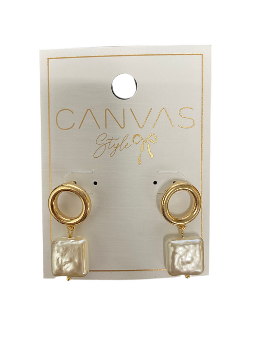 Quinn Square Pearl Earrings In Ivory