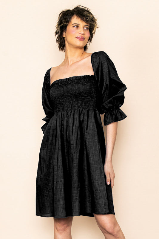 Cameron Linen Dress in Black