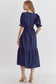 V-Neck Navy Midi Dress