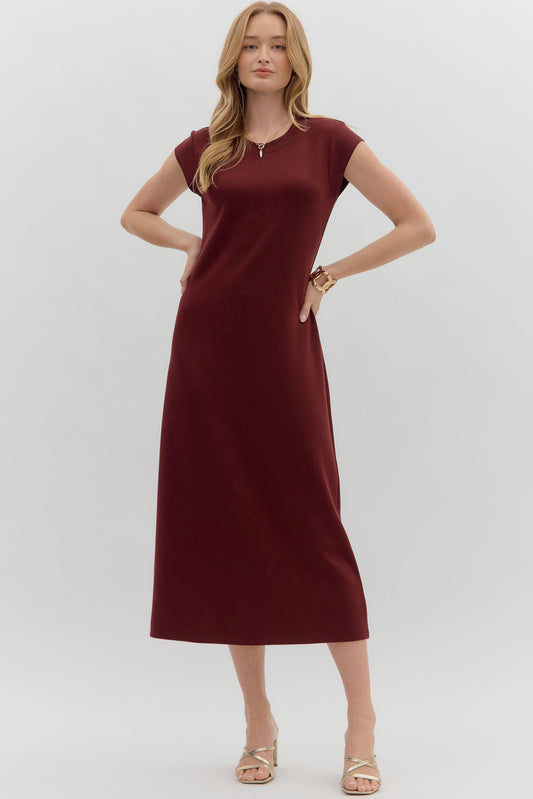 Classic Fall Dress In Burgundy