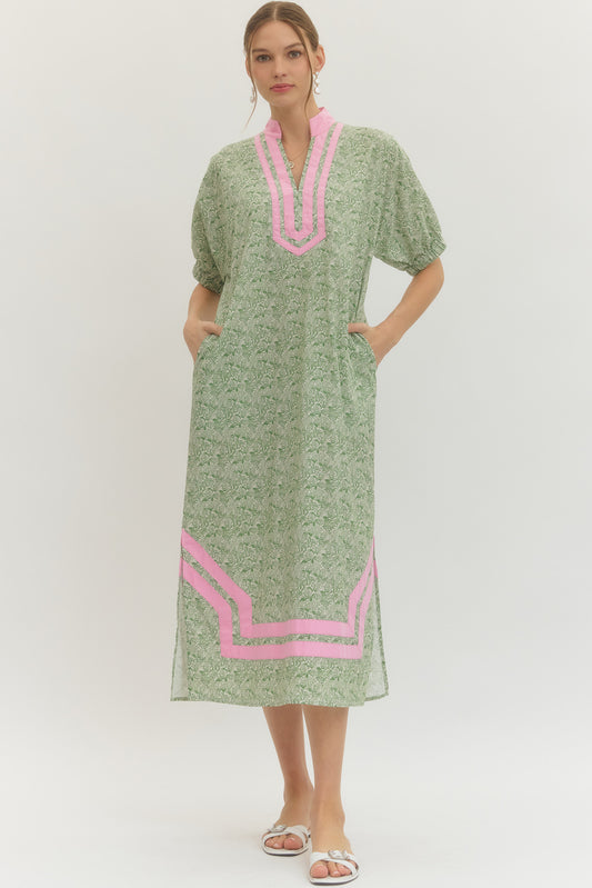 Greenery Floral Midi Dress