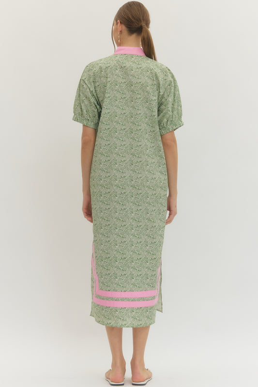 Greenery Floral Midi Dress