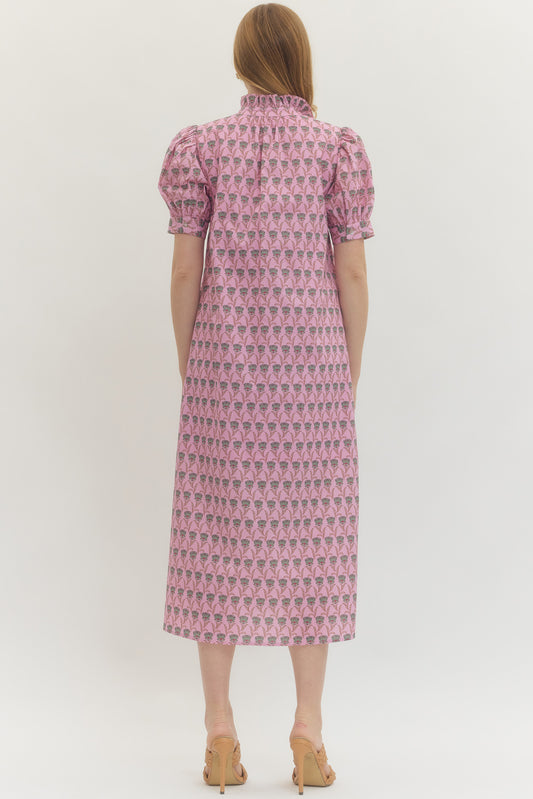 Pretty In Floral Pink Midi Dress