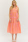 Pretty Bow Stripe Midi Dress In Orange/Pink