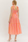 Pretty Bow Stripe Midi Dress In Orange/Pink