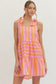 Pretty Bow Stripe Mini Dress In Orange/Pink
