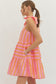 Pretty Bow Stripe Mini Dress In Orange/Pink