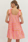 Pretty Bow Stripe Mini Dress In Orange/Pink
