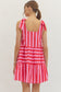Pretty Bow Stripe Mini Dress In Red/Pink