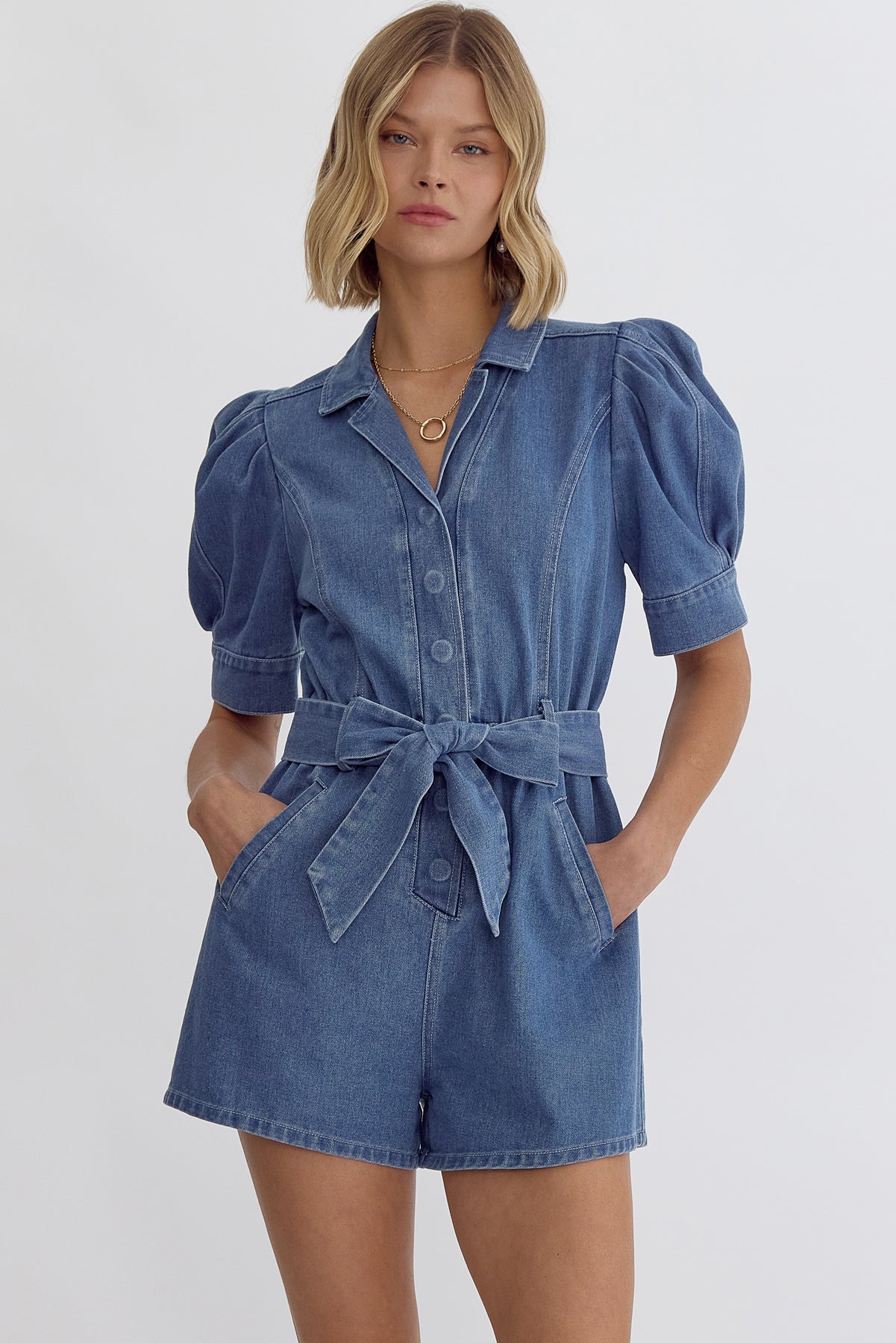 Denim & Diamonds Romper in Medium