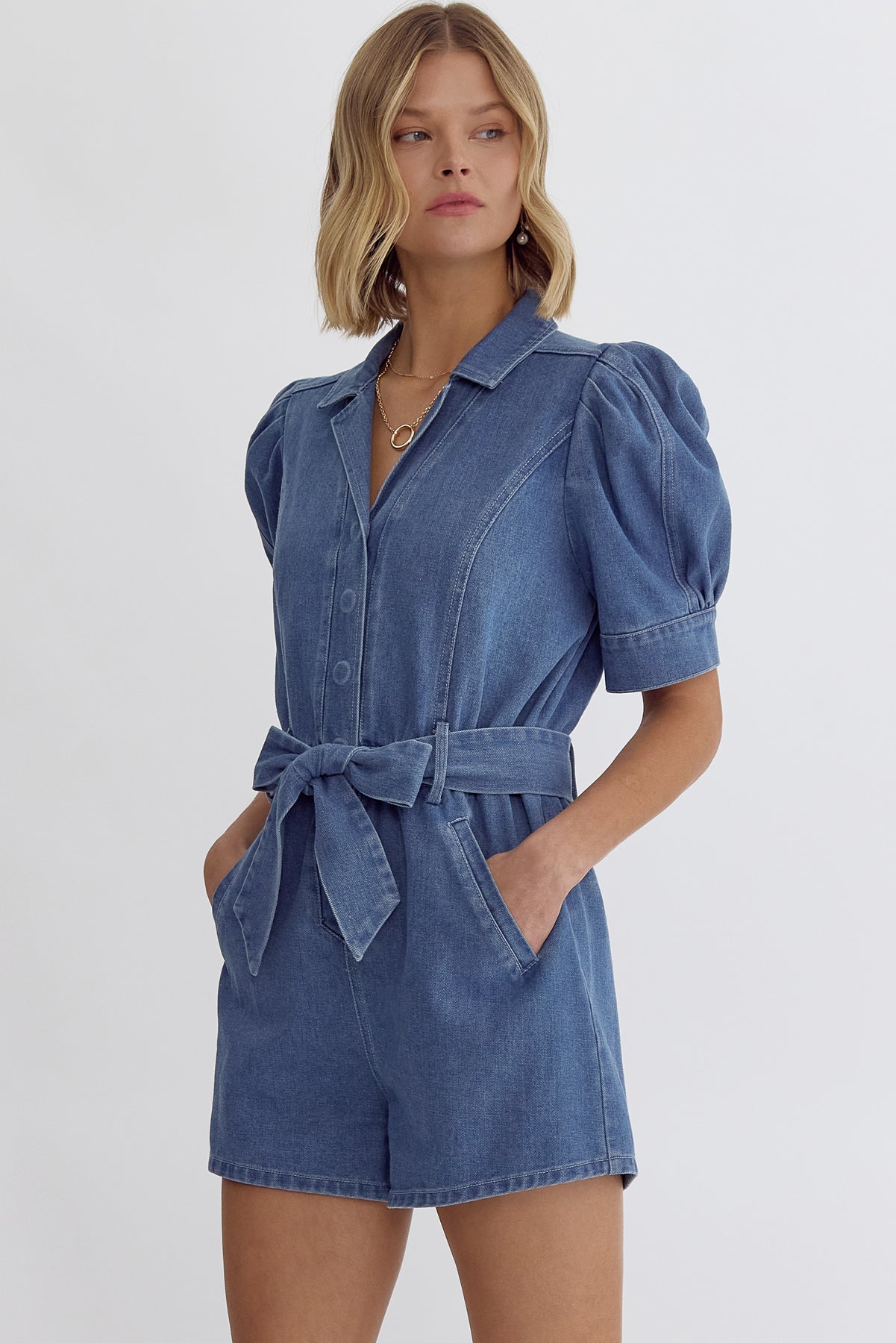 Denim & Diamonds Romper in Medium