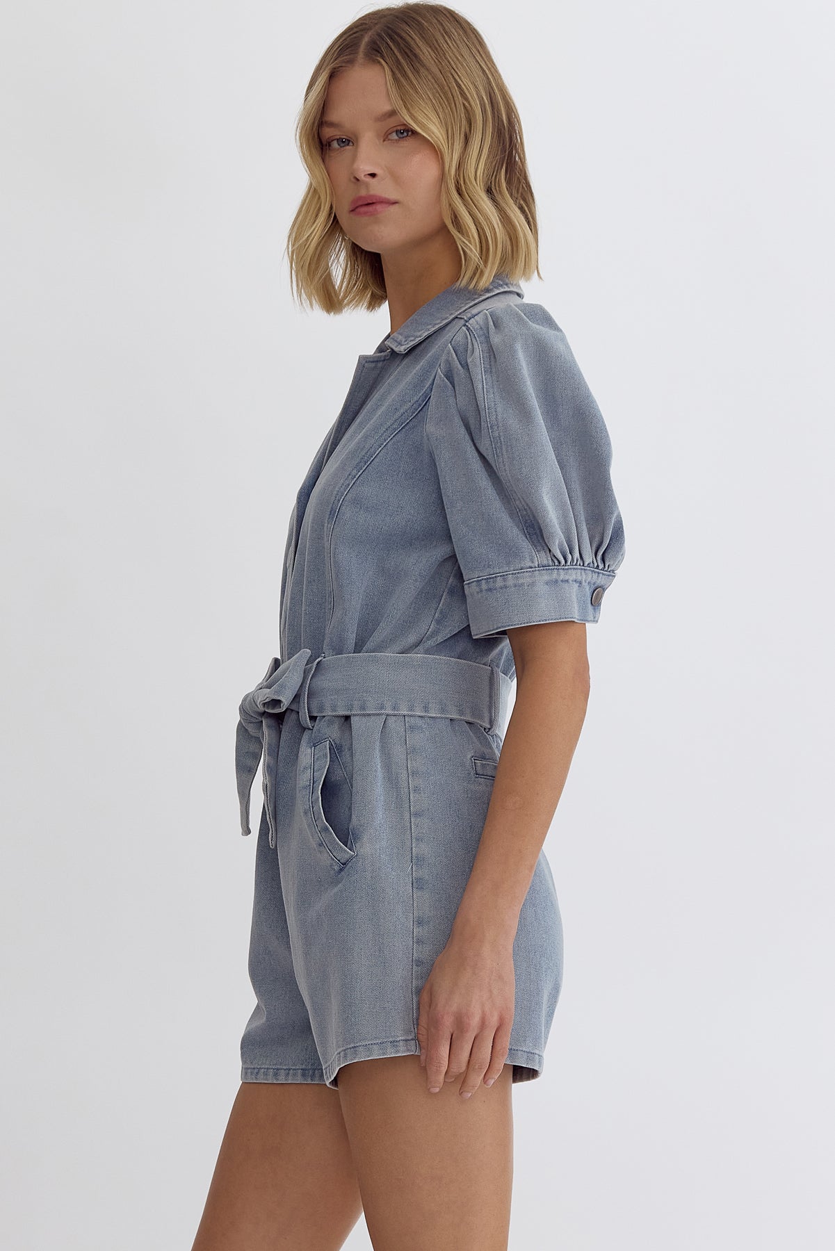 Denim & Diamonds Romper in Light