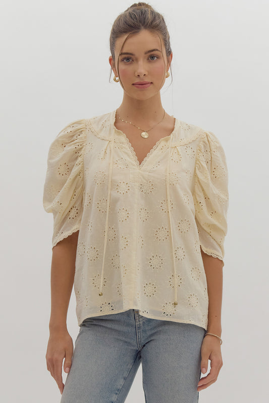 Embroidered Lace Top Cream