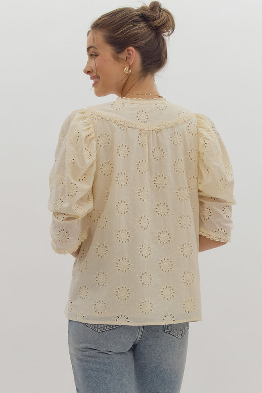 Embroidered Lace Top Cream