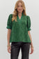 Floral Embroidered Puff Sleeve Top In Green