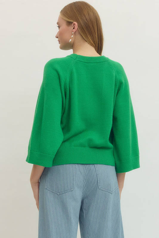 Sunny Days Knit Top In Green