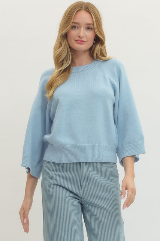 Sunny Days Knit Top In Light Blue