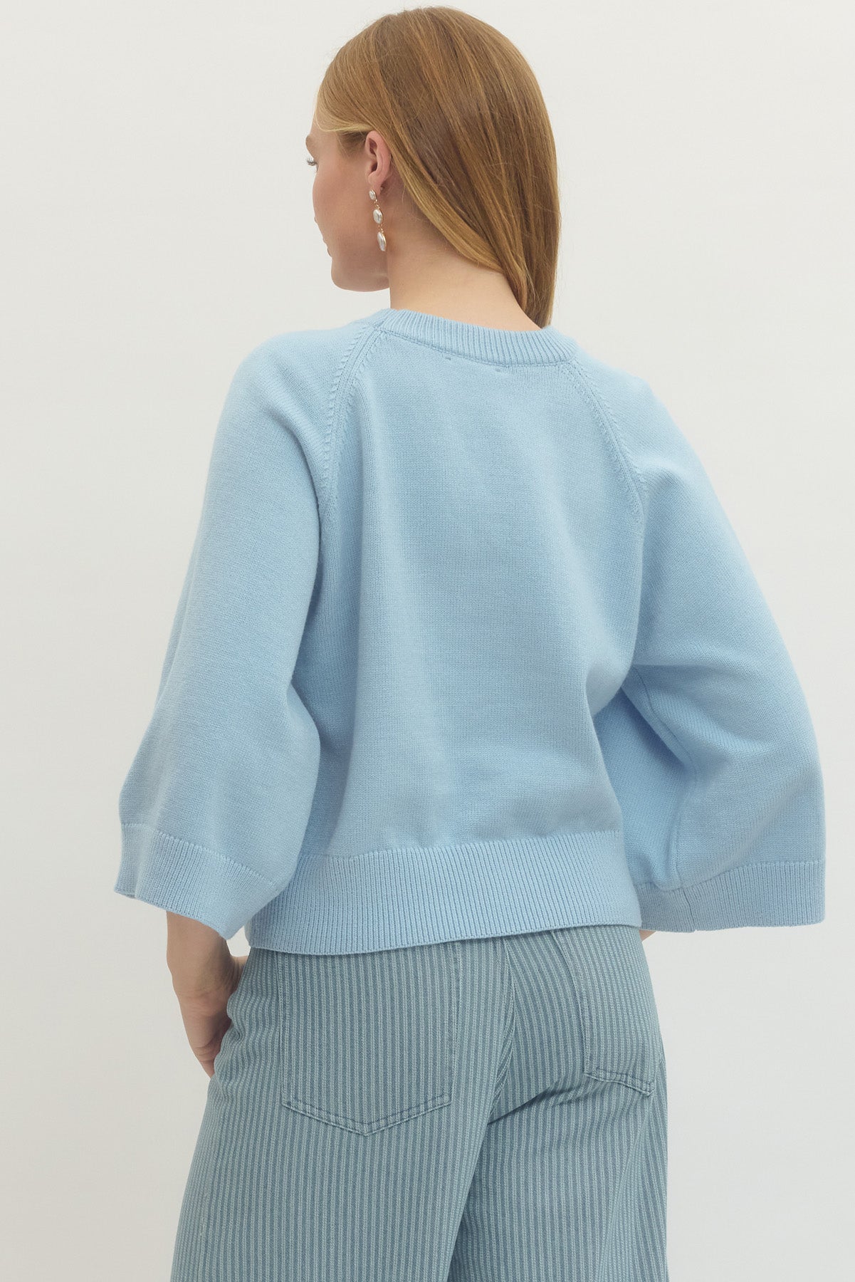 Sunny Days Knit Top In Light Blue