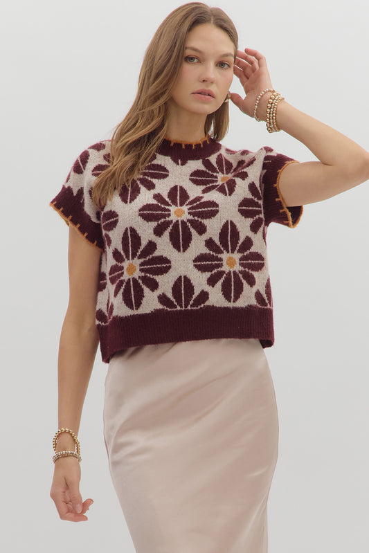 Fall Flower Sweater Top