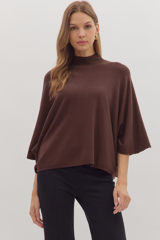 Addy Mock Neck Sweater In Chocolate