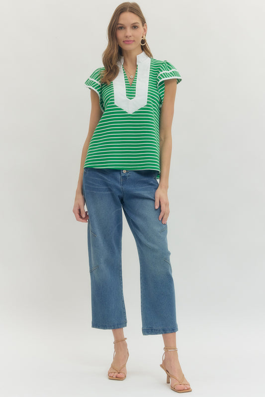 Kelly Green Stripe Top