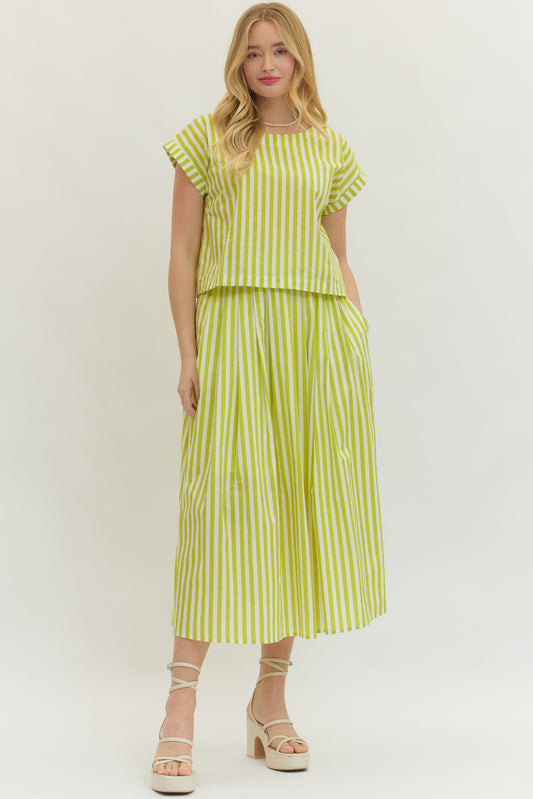 Cabana Stripe Maxi Skirt In Lime