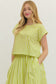 Cabana Stripe Button Back Top In Lime