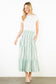 Elastic Waist Tiered Stripe Midi Skirt in Coastal Garden