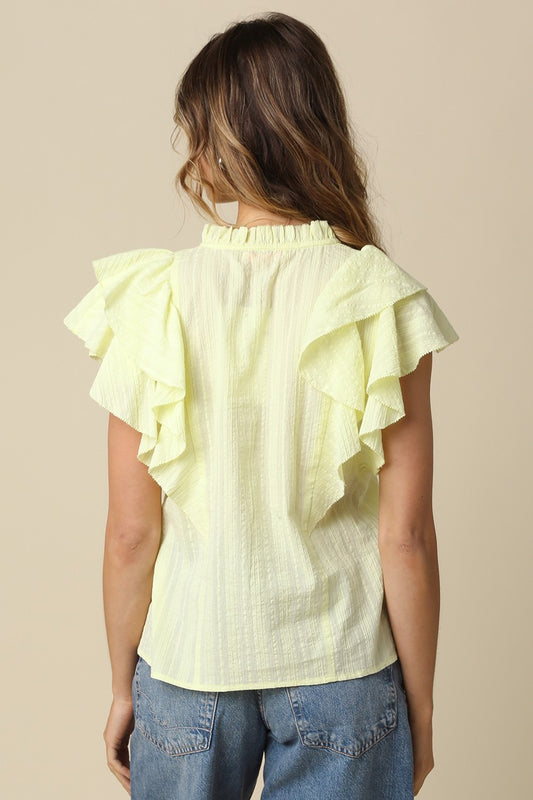 Elodie Ruffle Trim Tie Blouse In Butter