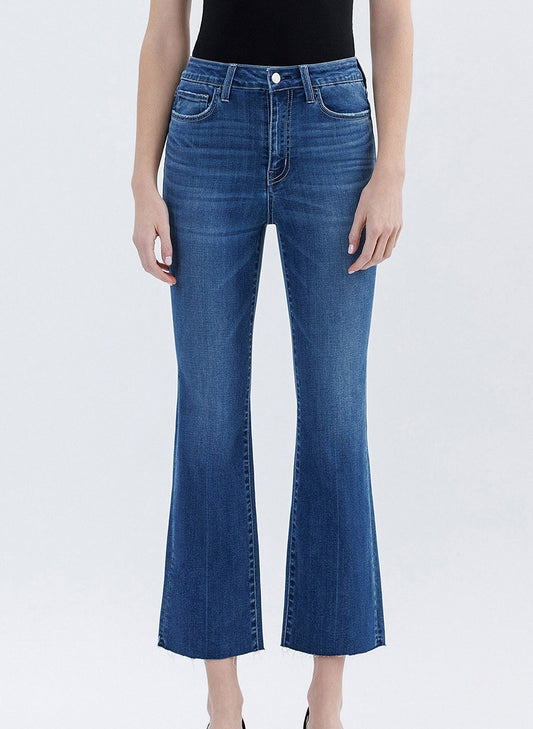 Emma Cropped Flare in Dark Denim