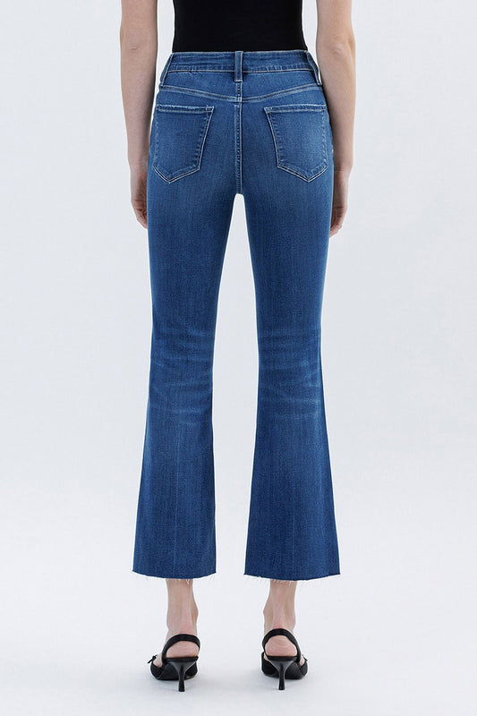 Emma Cropped Flare in Dark Denim