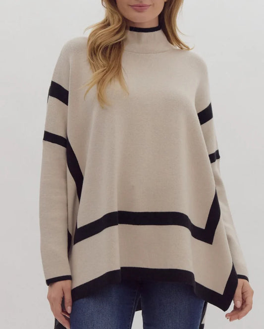 Laura L/S Mock Neck Sweater in Cream