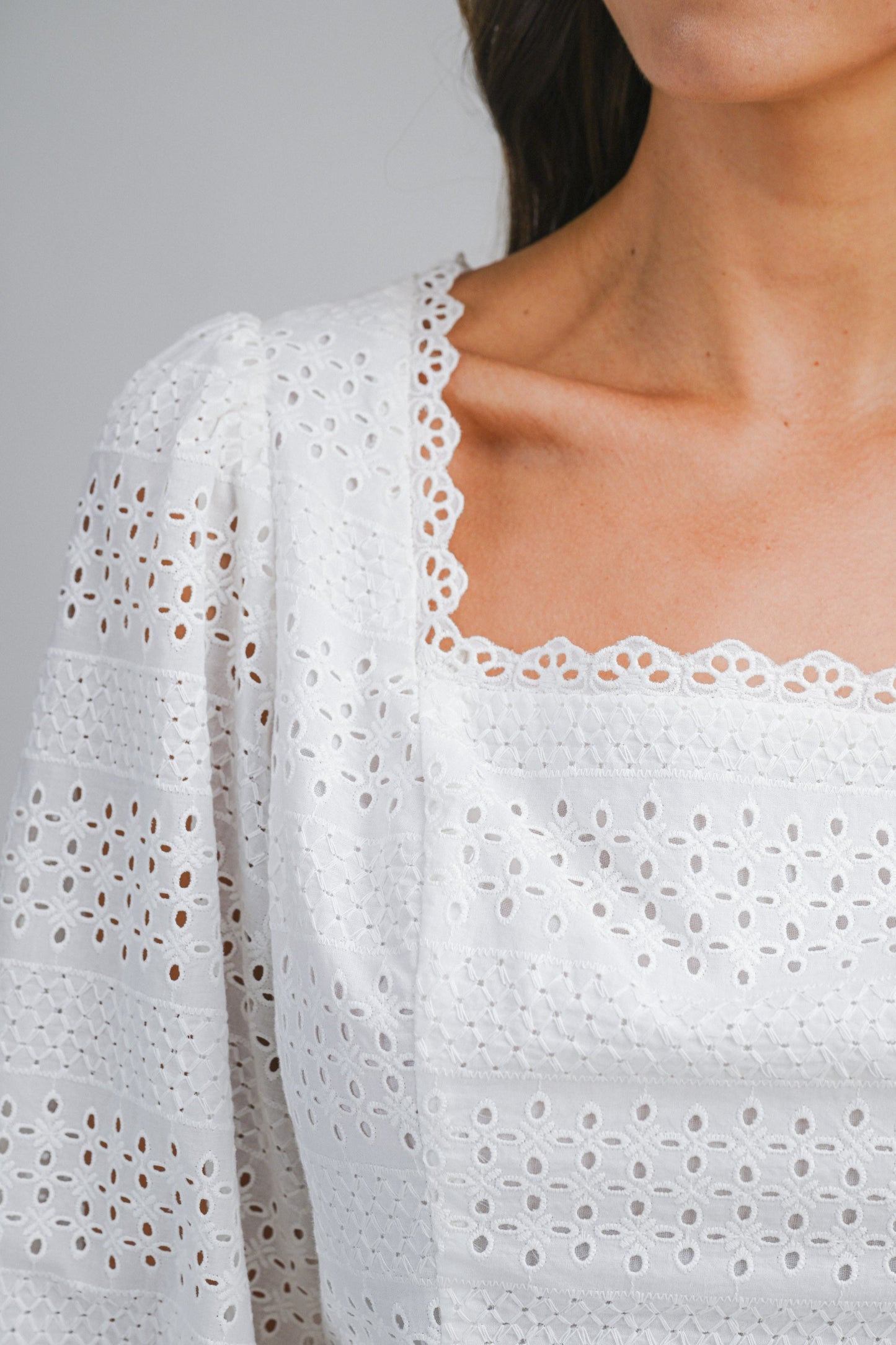 Eyelet Embroidered Short Set In Off White