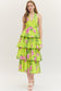Eyelet Floral Print Halter Midi Dress