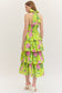 Eyelet Floral Print Halter Midi Dress