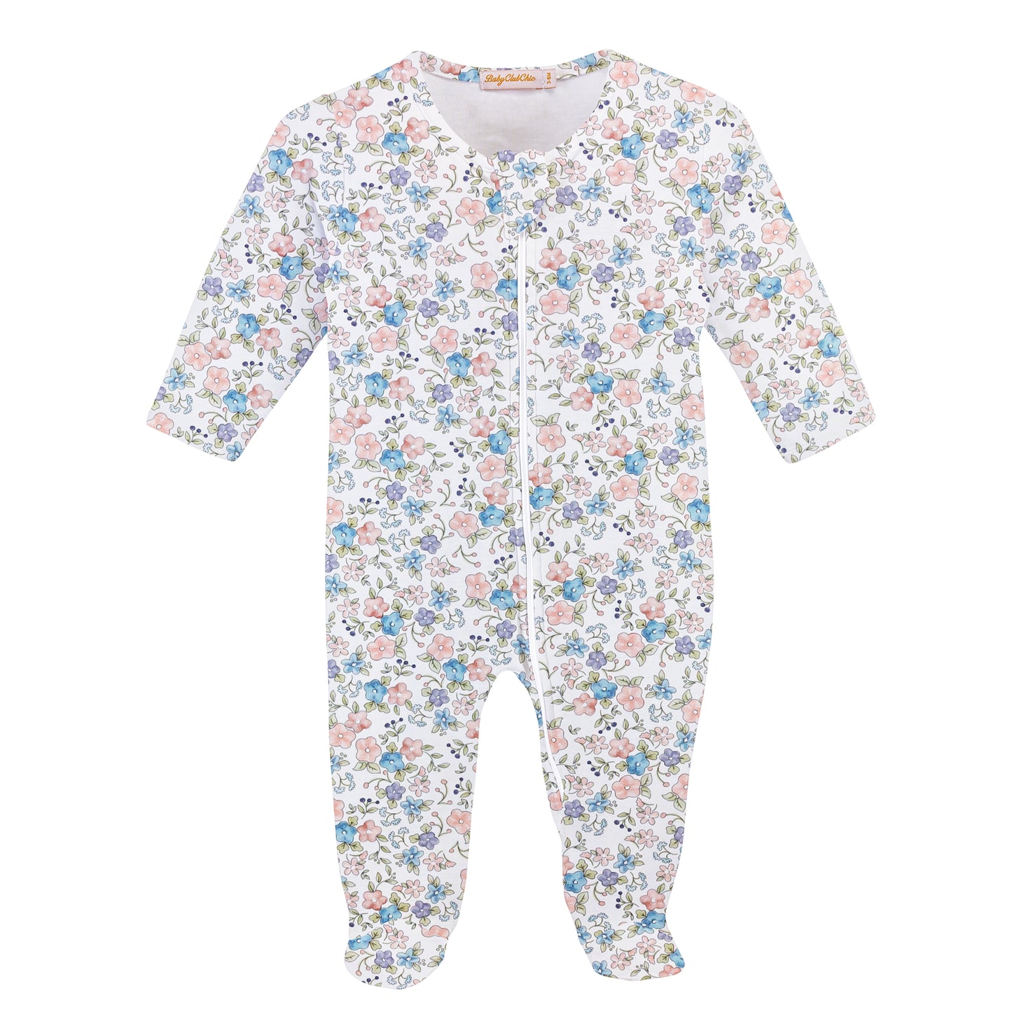 Baby Chic Soft Floral Zipper Footie