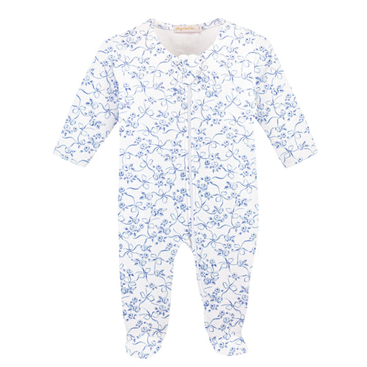 Baby Club Chic Blue Romantic Toile Zipped Footie