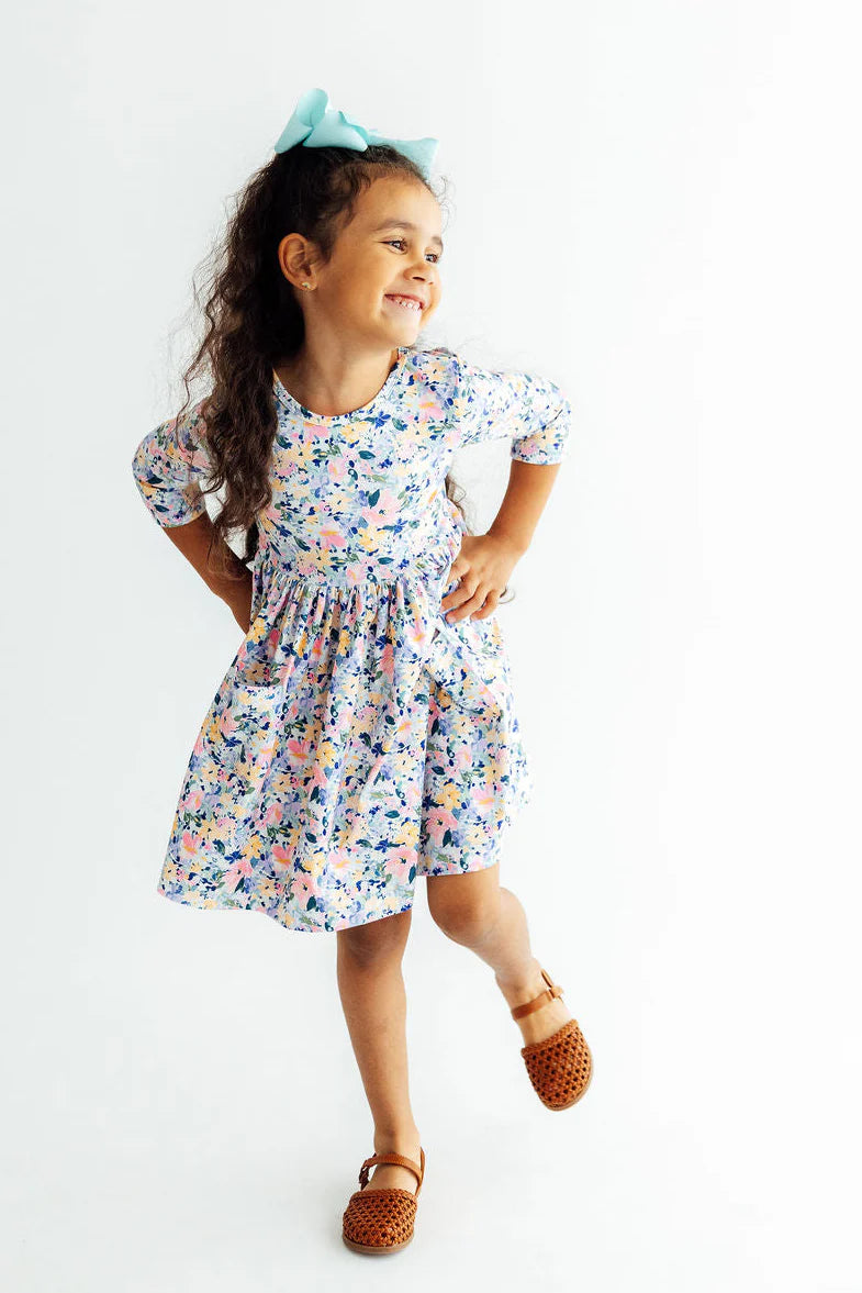 Mila & Rose Fall Floral 3/4 Sleeve Pocket Twirl Dress