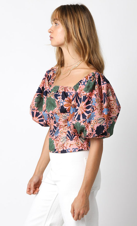 Fall in Tahati Square Neck Top