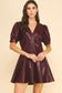 Faux Leather V-neck Mini Dress