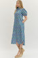 Floral Block Print Midi in Blue