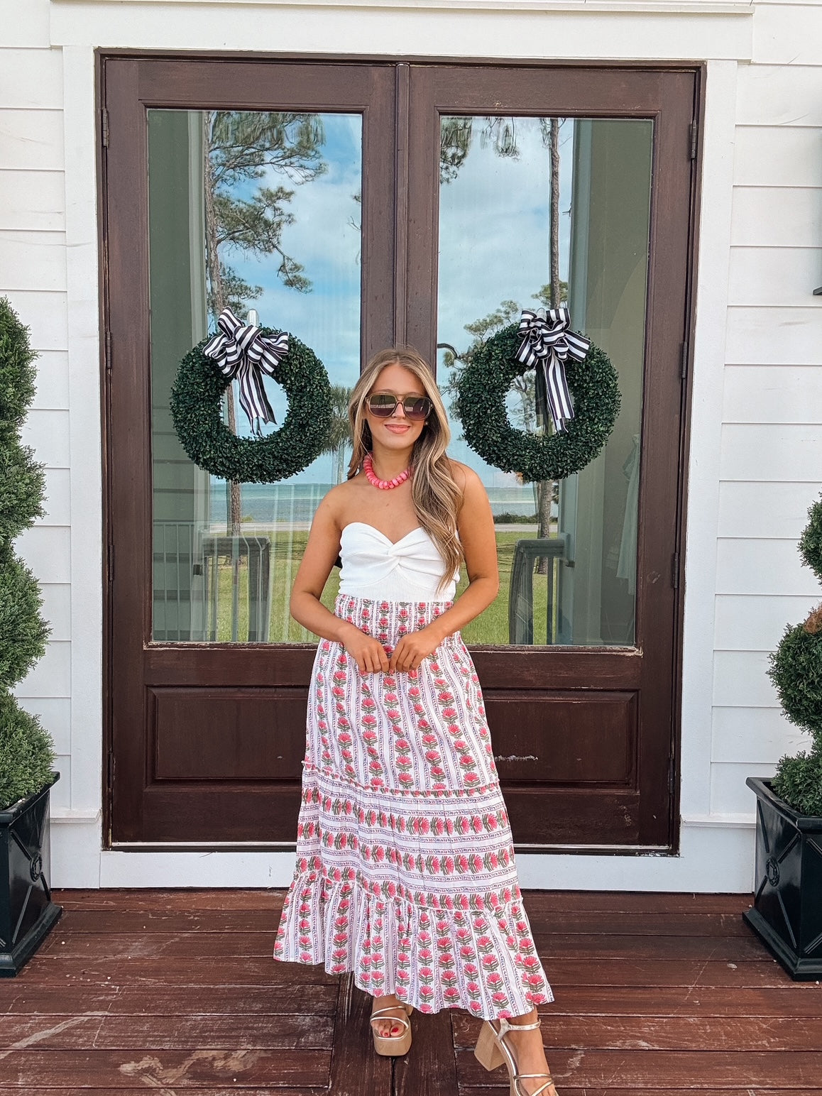 Floral Blooms Tiered Maxi Skirt