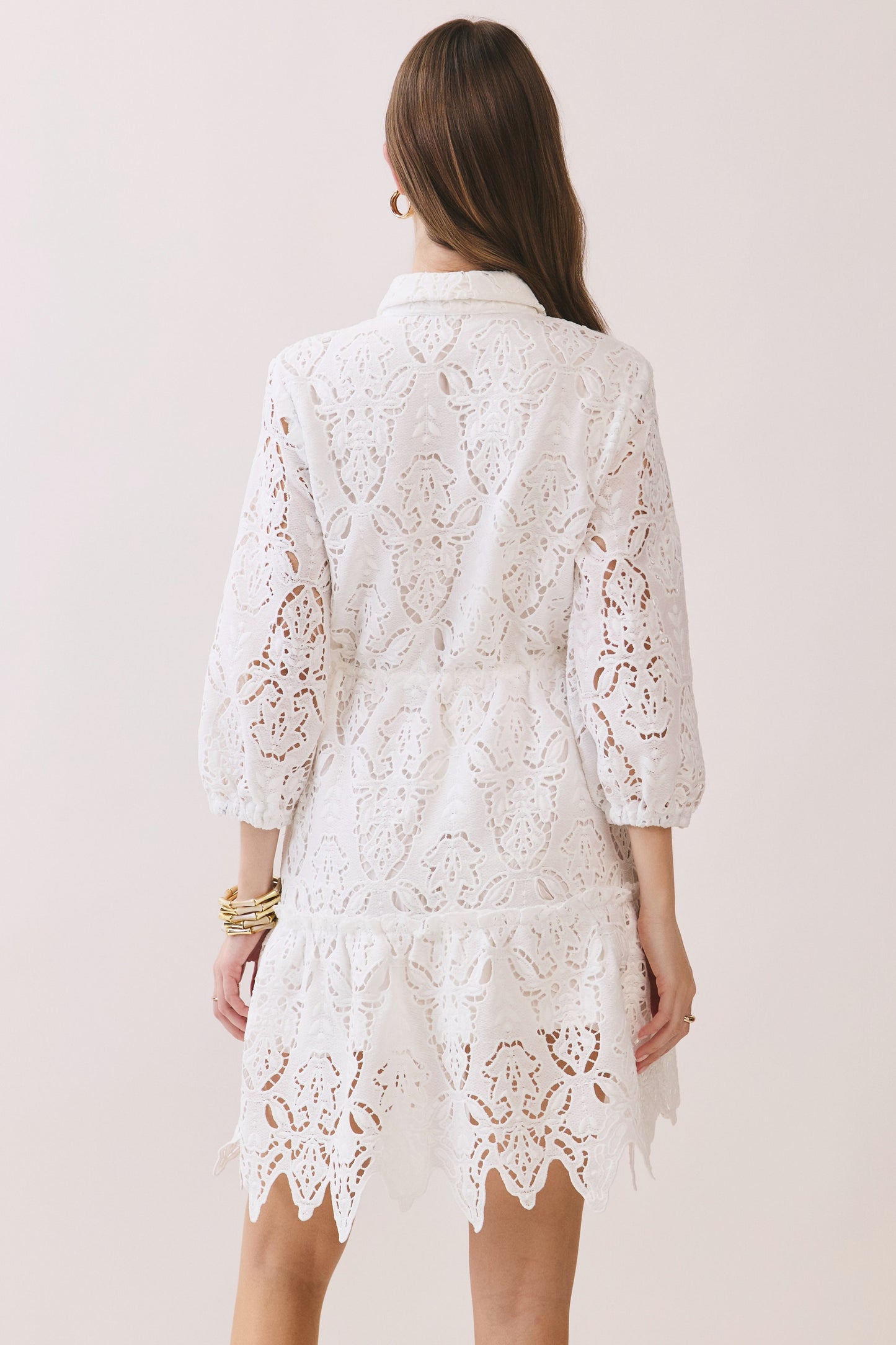 Floral Lace Mini Dress In White