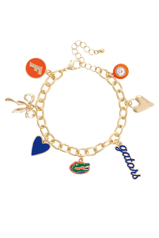 Florida Gators Enamel Icons Charm Bracelet in Shiny Gold