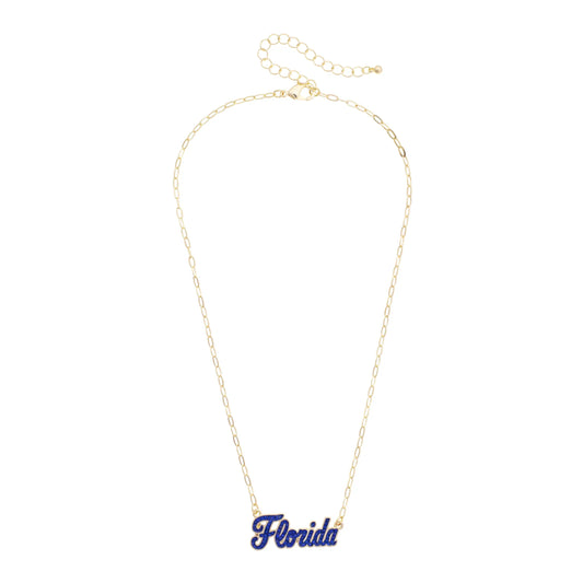Florida Gators Pave Outline Necklace